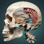 “Labeled human skull (lateral view) showing neurocranium, viscerocranium, sutures, and foramina.”