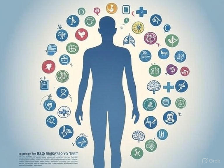 alt="A-Z medical conditions comprehensive guide infographic showing human body with healthcare icons representing different diseases and health conditions"