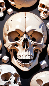 “3D colored skull showing neurocranium (blue) vs viscerocranium (green), labeled.”