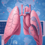 "Global health mortality infographic showing healthy versus diseased lungs and heart conditions, highlighting lower respiratory tract infections and ischemic heart disease as leading causes of death worldwide with statistical data overlay"